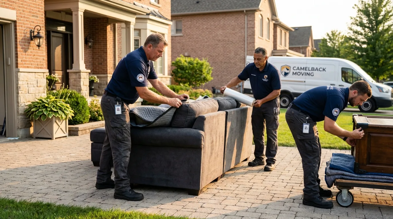 Large estate moving crew wrapping furniture in Little Elm, TX
