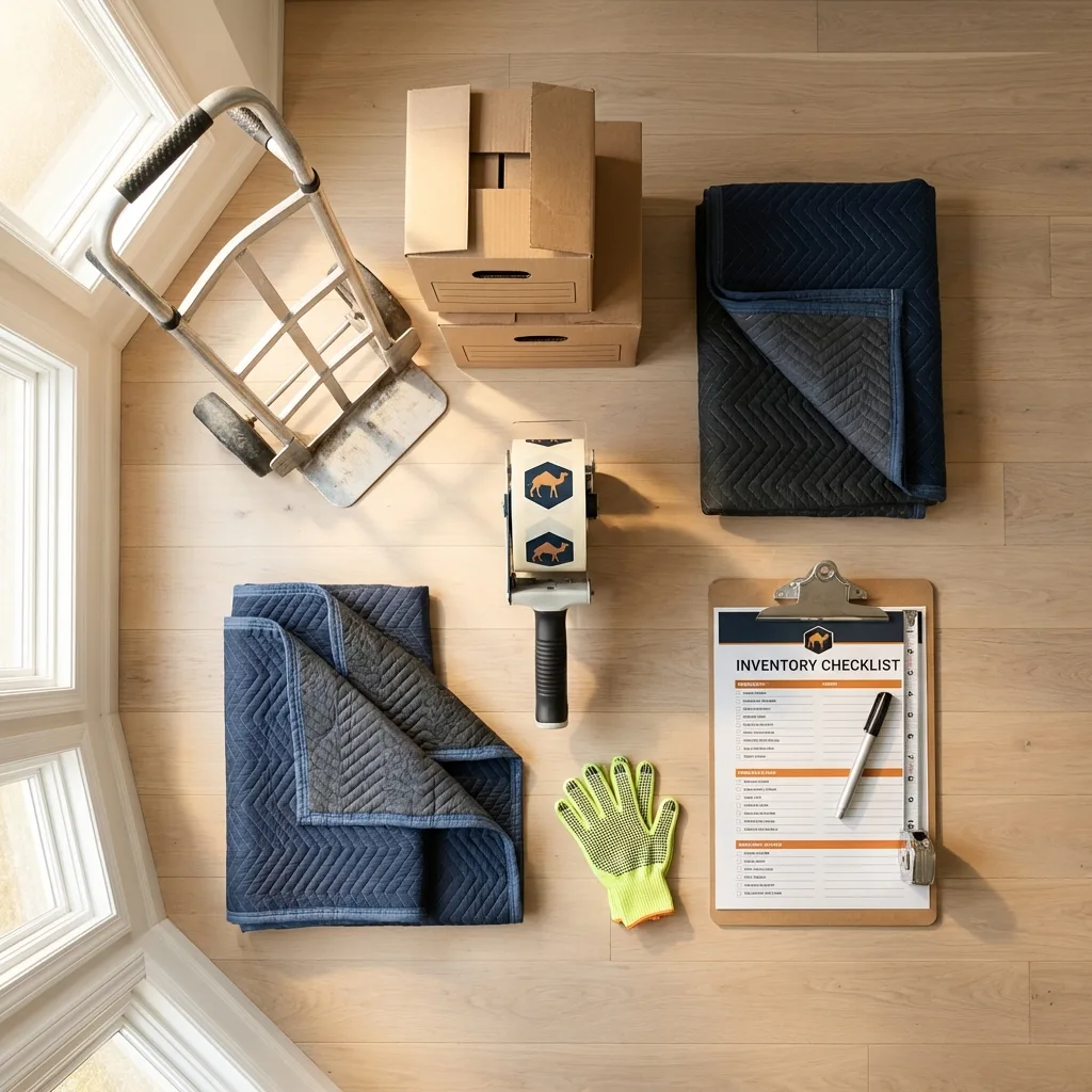 Professional moving supplies and packing materials layout for Little Elm residential relocations